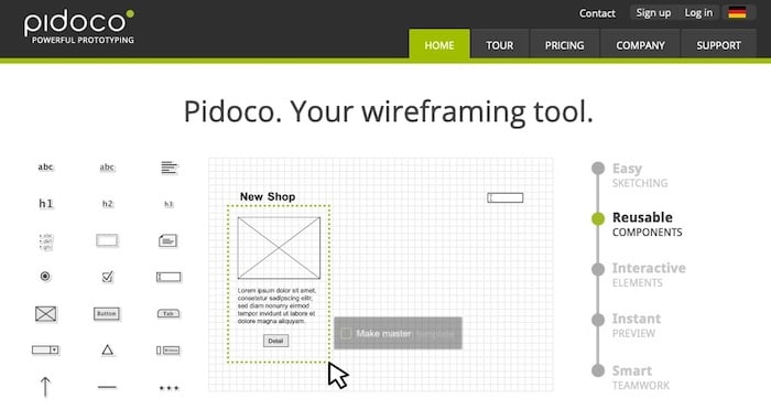 Pidoco outil wireframe application