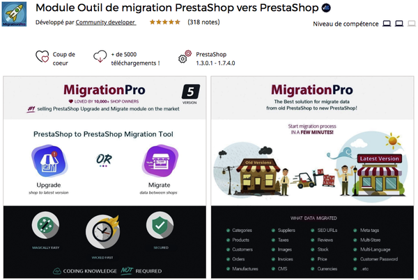 Outil de migration PrestaShop vers PrestaShop