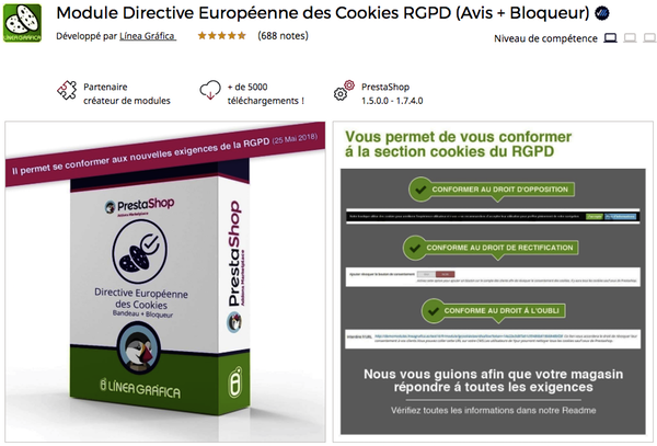 Prestashop Directive Européenne des Cookies RGPD