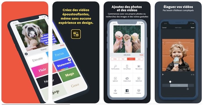 Adobe Spark Vidéo logiciel vidéo marketing