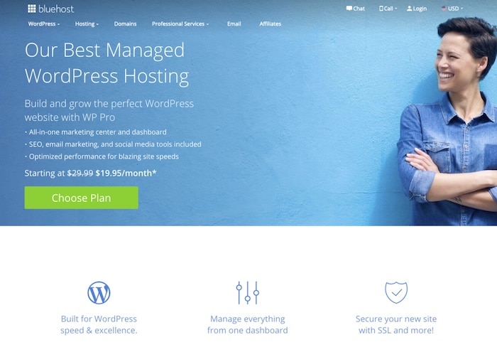 BlueHost hosting especializado en WordPress