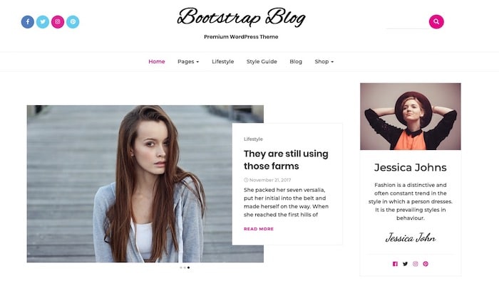 Bootstrap Blog template blog design gratuit