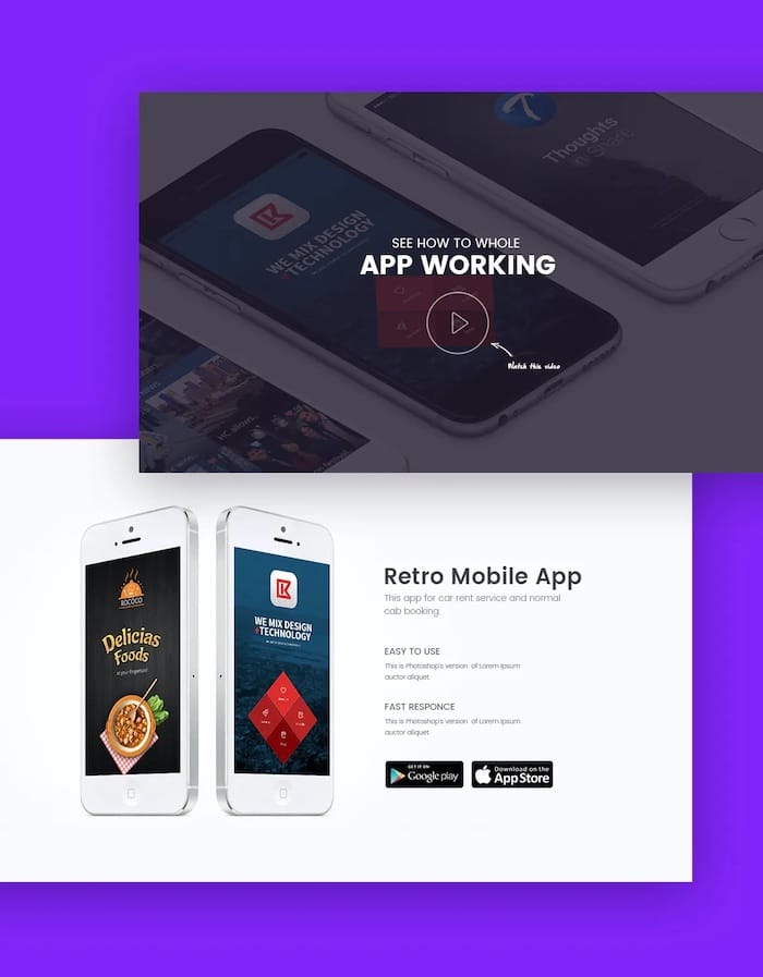 Landing Page pour application mobile