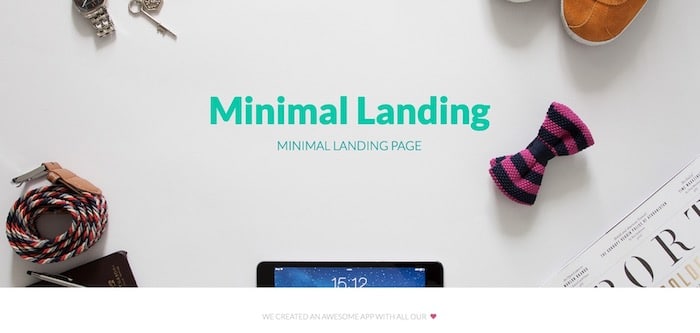 Minimal Landing template Bootstrap gratuit minimaliste pour application