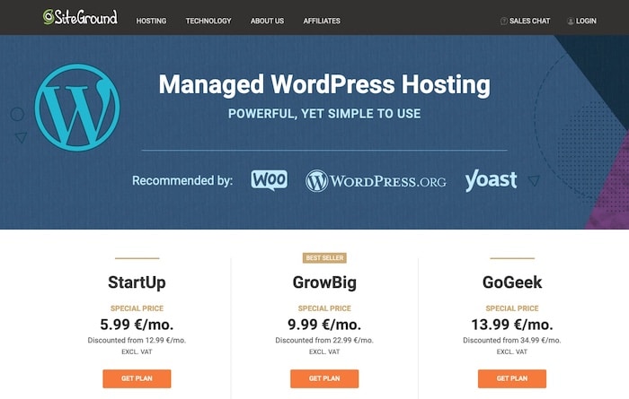 SiteGround hosting especializado en WordPress