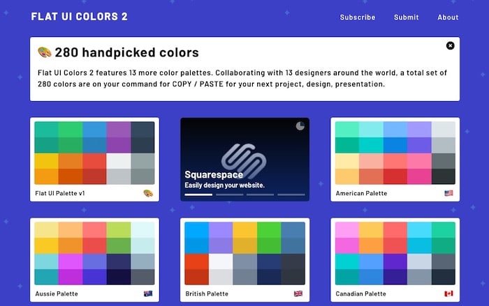 Flat UI Colors, palette de couleurs