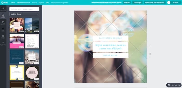 Canva création de citations pour Instagram
