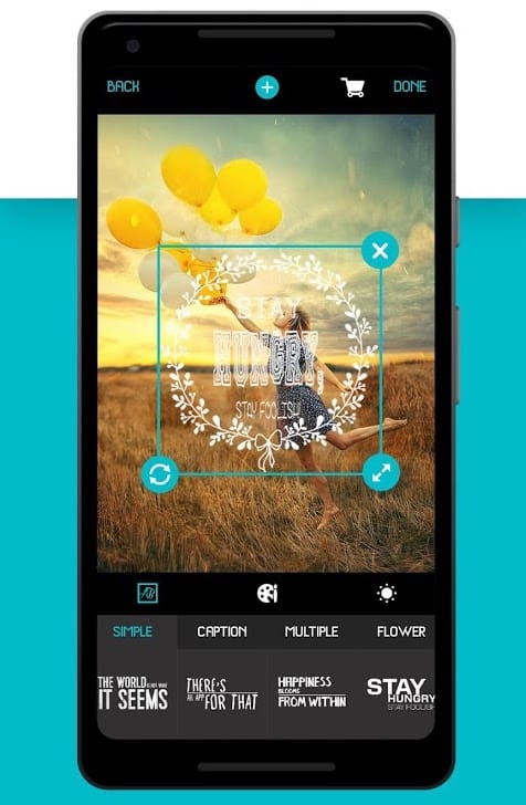 Text Sawg, application android de mise en forme de texte sur visuel, parfait pour Instagram