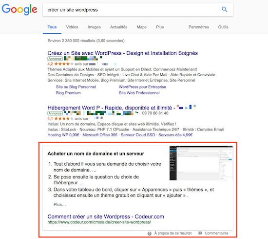 exemple de snippet google