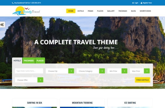 Thème WordPress pour site de voyage