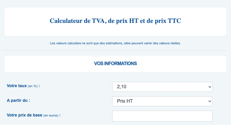 Calculateur de TVA de l'expert comptable