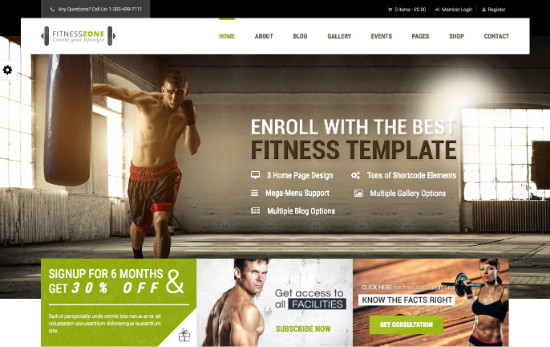 Thème WordPress pour site de fitness