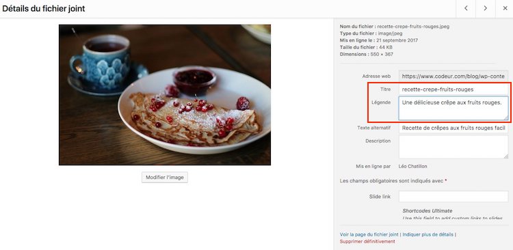 Ajouter une légende pour le SEO d'une image