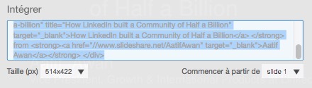 Intégrer une présentation SlideShare sur son site web