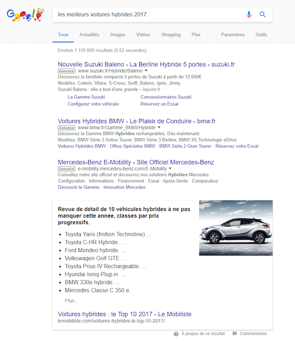 featured snippet liste à puces