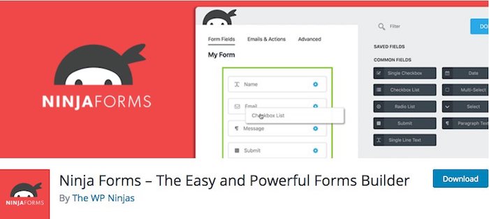 Ninja Forms plugin formulaire de contact wordpress