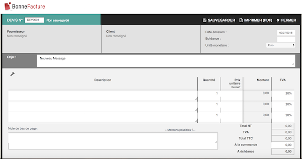 Outil création devis Bonne Facture
