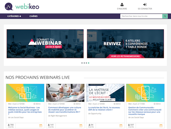 Créer Webinaire gratuit Webikeo