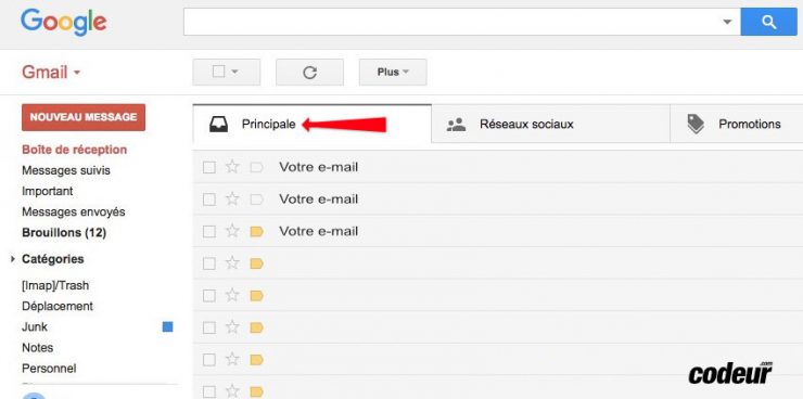 onglet principal gmail