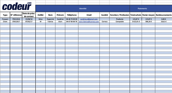 Modele Fiche Client Excel Gratuit