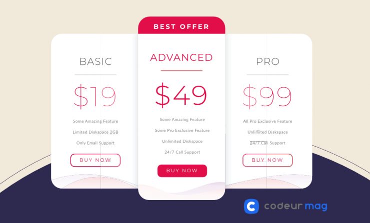 Réussir pricing page