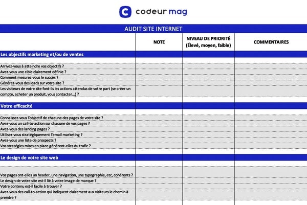 Modèle audit site web