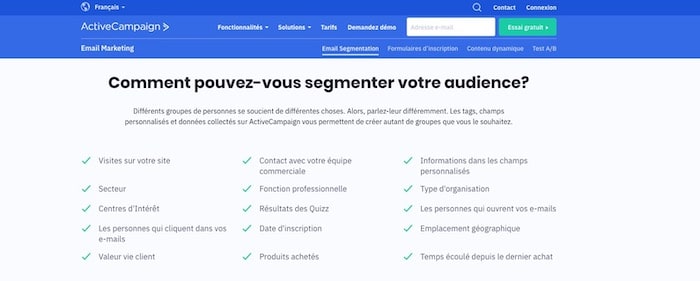 segmentation personnalisation campagnes newsletter ActiveCampaign