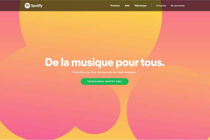 Page accueil spotify