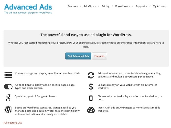 Advanced Ads Plugin gestion pubs WordPress