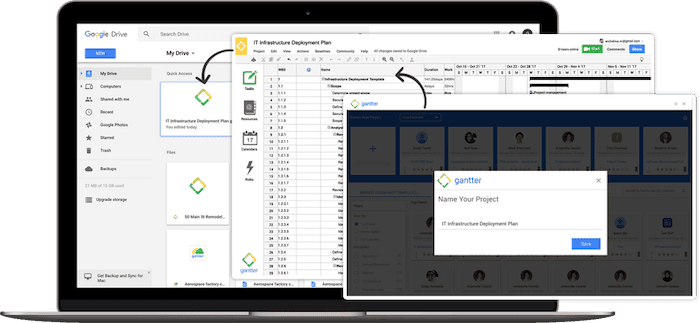 création projet Gantter diagramme de Gantt