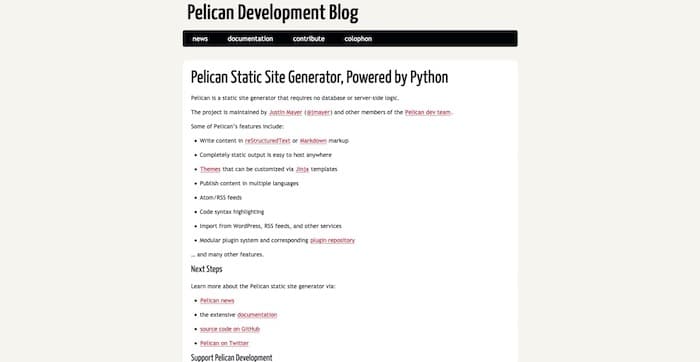 Pelican générateur site statique
