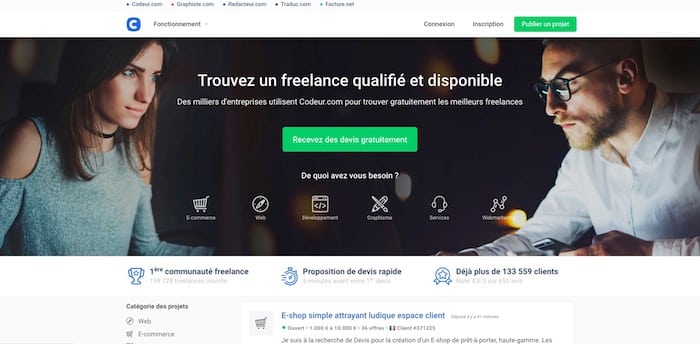 Codeur.com plateforme recrutement freelance développeurs