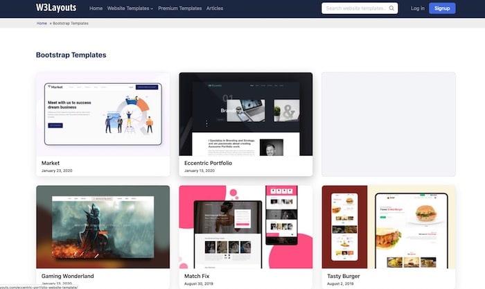 W3layouts, site de templates bootstrap gratuits