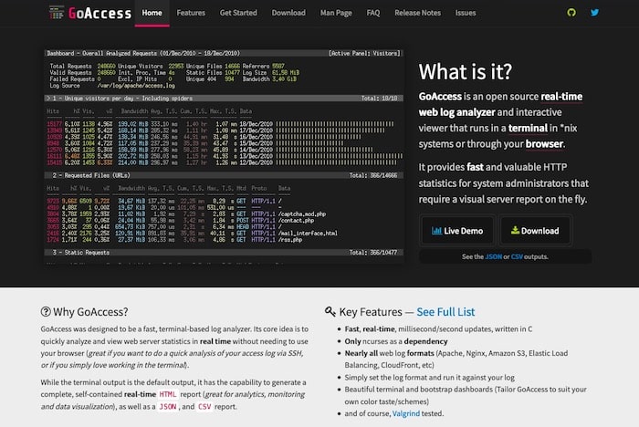 GoAccess outil analyse logs SEO