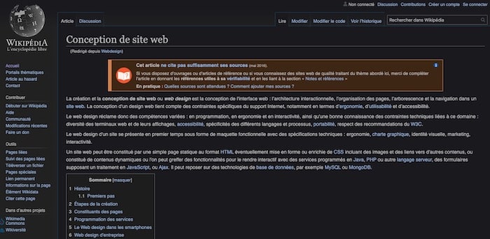 wikipedia mode nuit