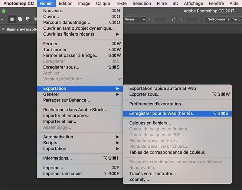 Photoshop enregistrer pour le web