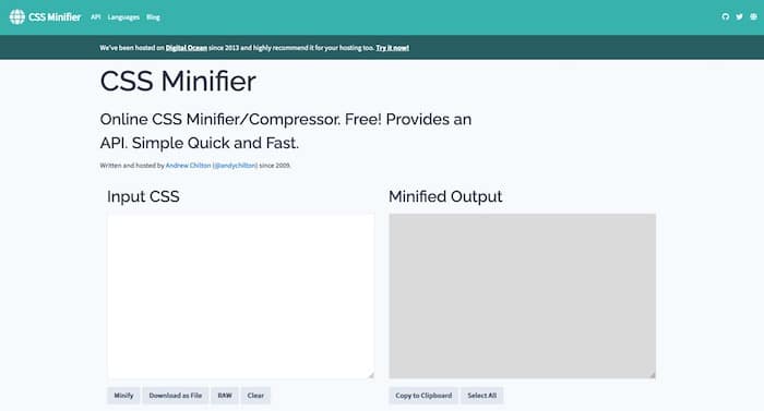 CSS Minifier outils de compression de code CSS