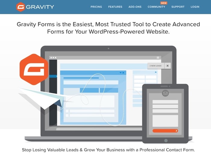 GravityForms plugin WordPress de création de formulaire