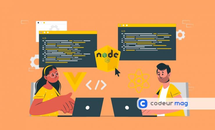 deux developpeurs codent en utilisant nodejs