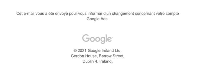 footer d'emailing Google
