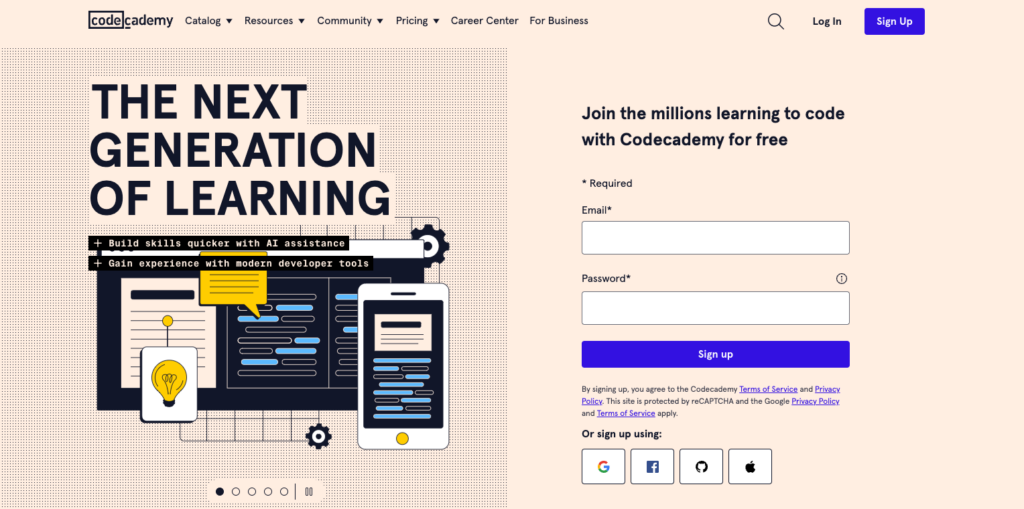 Site pour apprendre à coder Code Academy