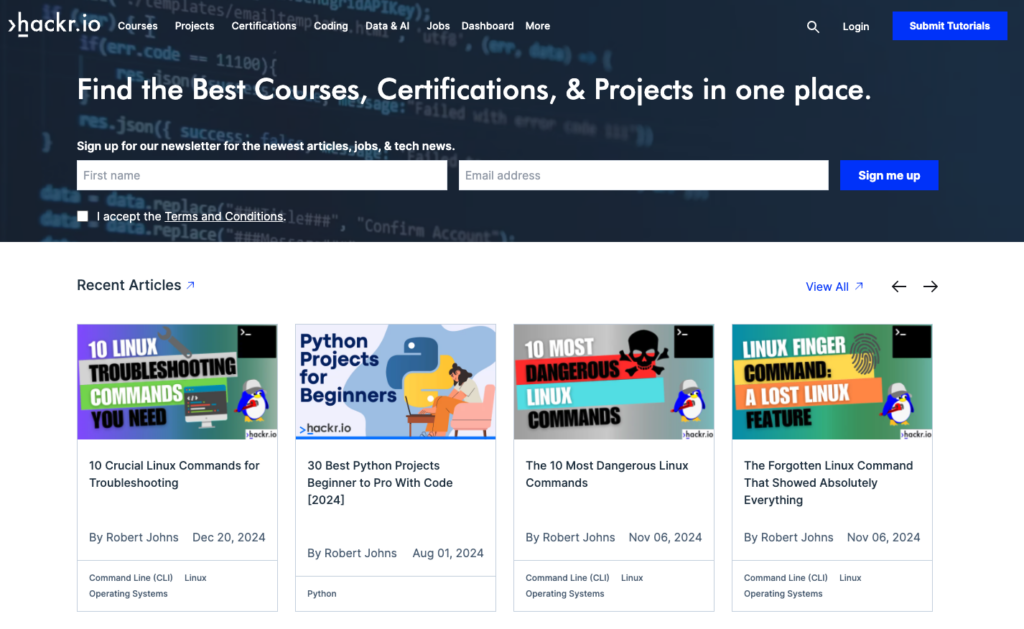 Meilleurs cours de programmation en ligne Hackr.io