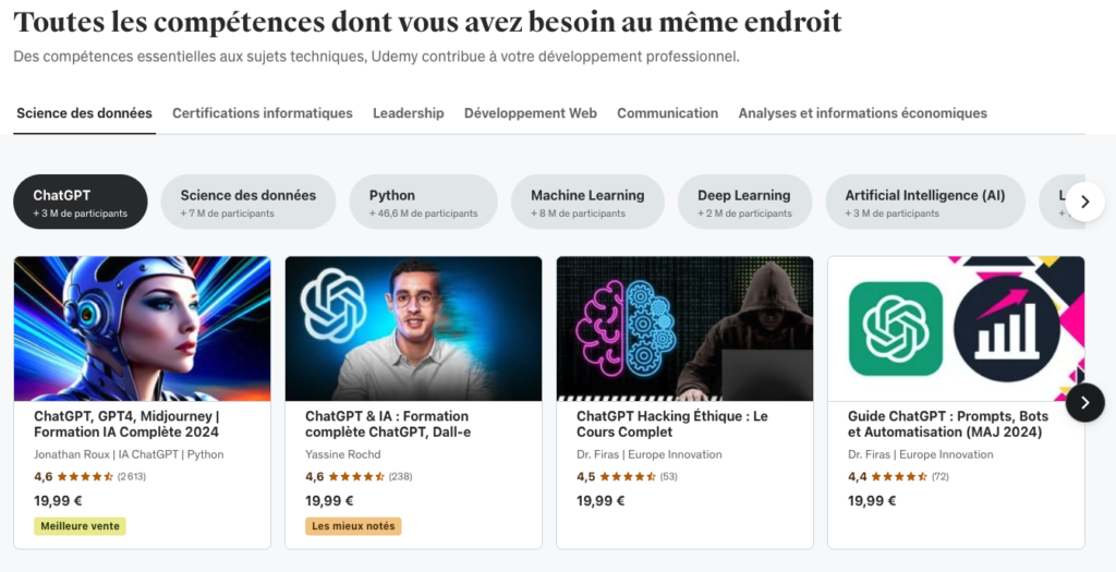Meilleurs cours de programmation en ligne Udemy
