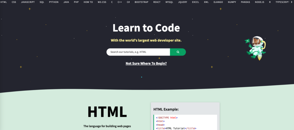 Site pour apprendre à coder W3 School