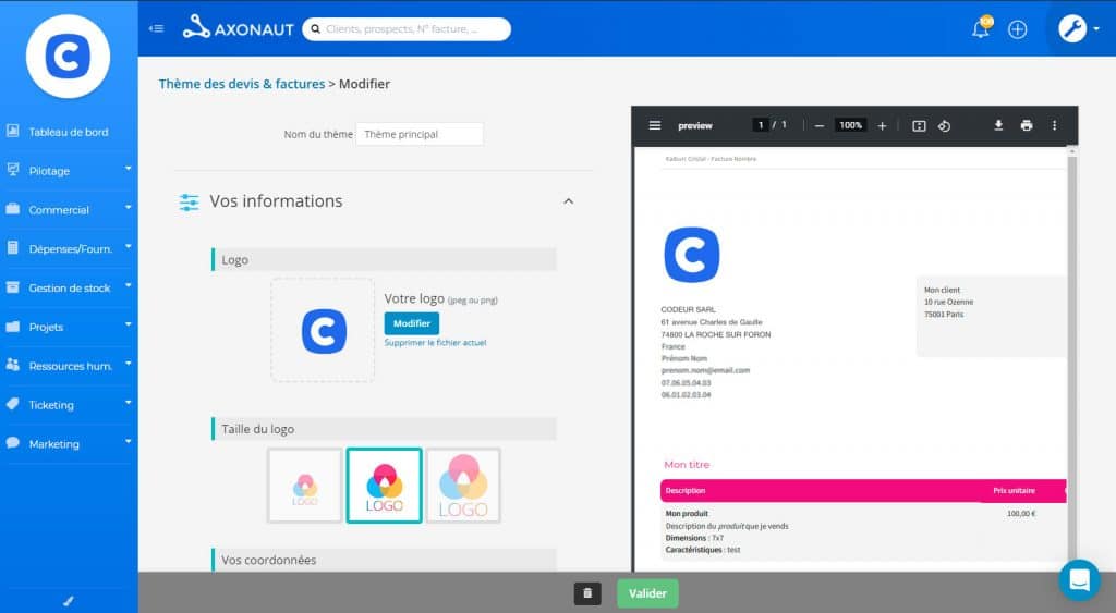 Axonaut logiciel de gestion facturation