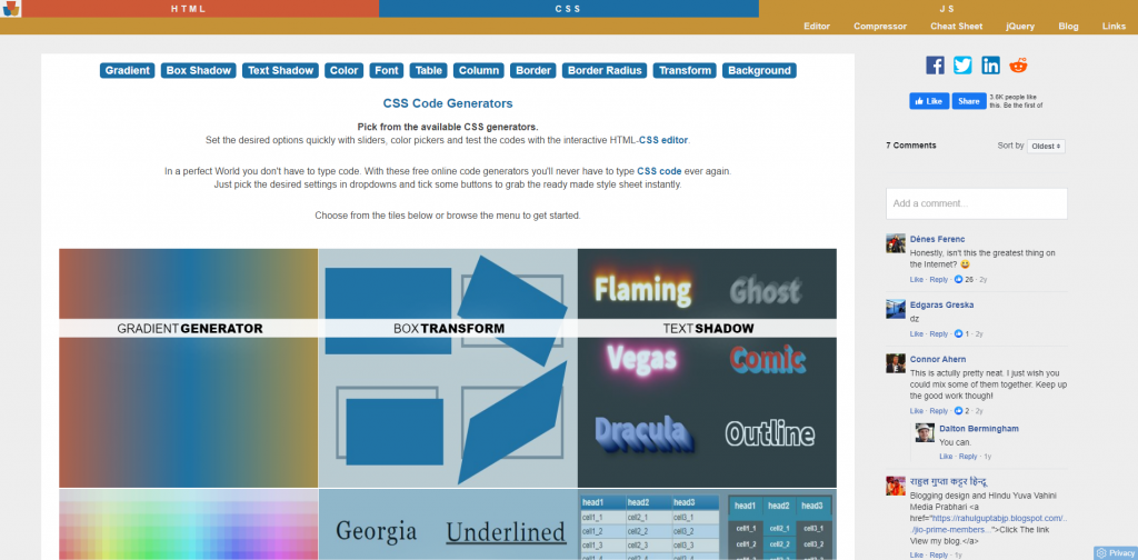 HTML CSS JS generator