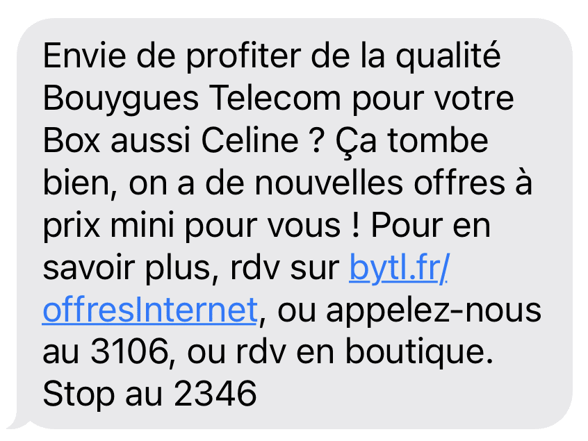 Des messages de cross-selling