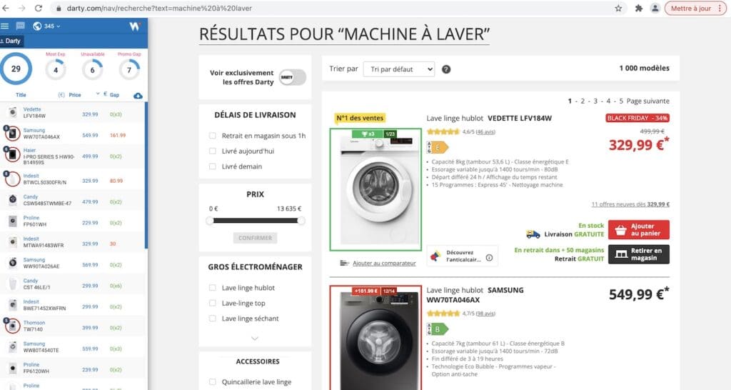 outil de surveillance des tarifs en temps réel - Live Price Check de Wiser