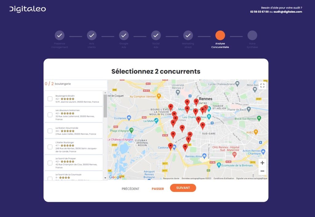 Sélection des concurrents locaux avec Google Maps