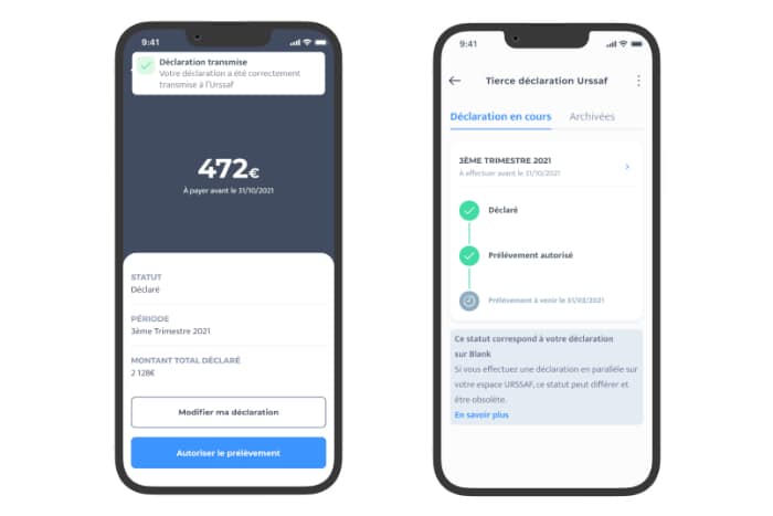 déclaration URSSAF automatisée depuis votre compte Blank